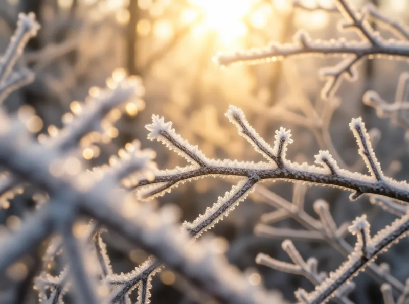 Frozen Branches in Golden Light