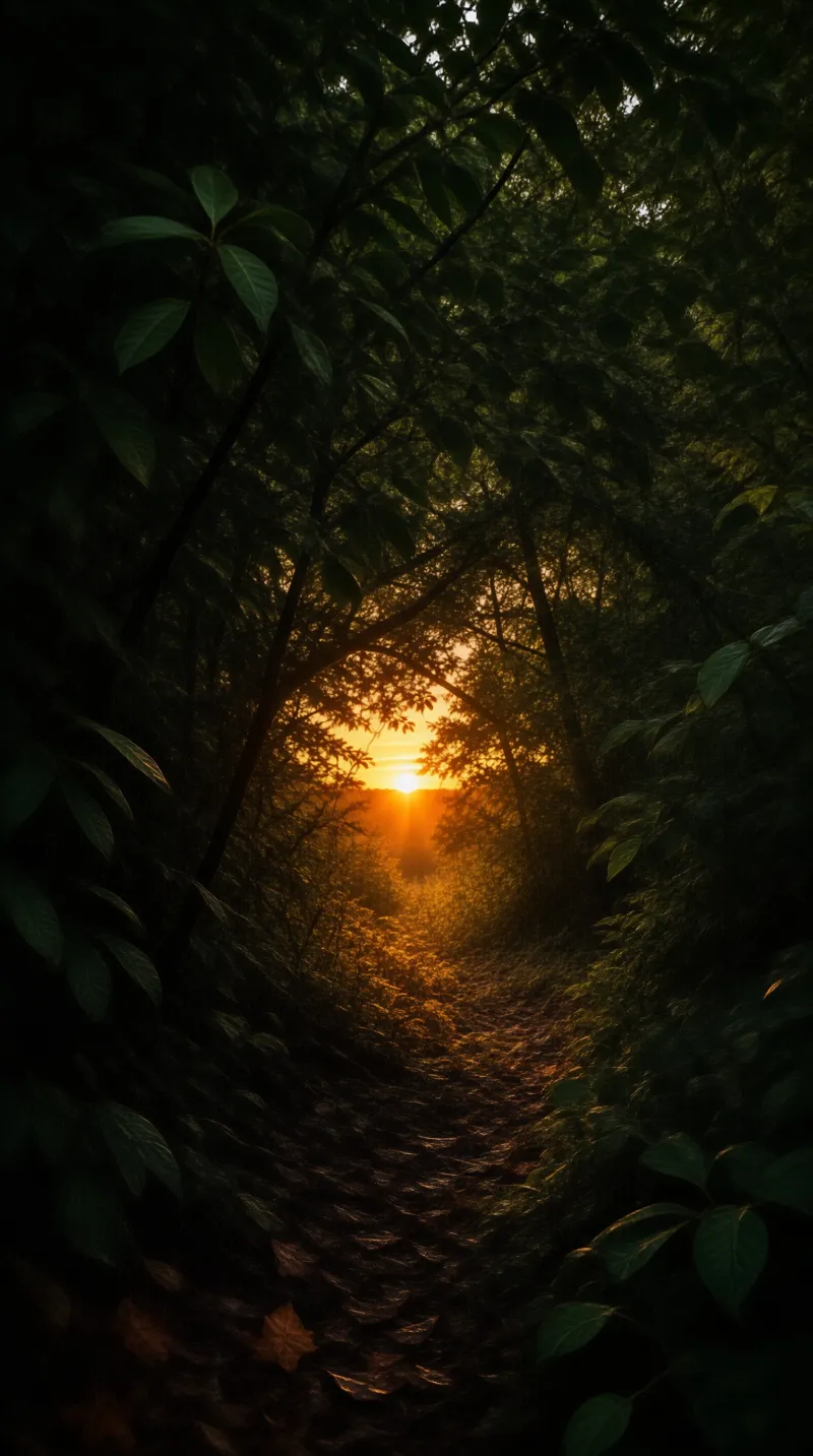 Forest Tunnel Sunset Landscape