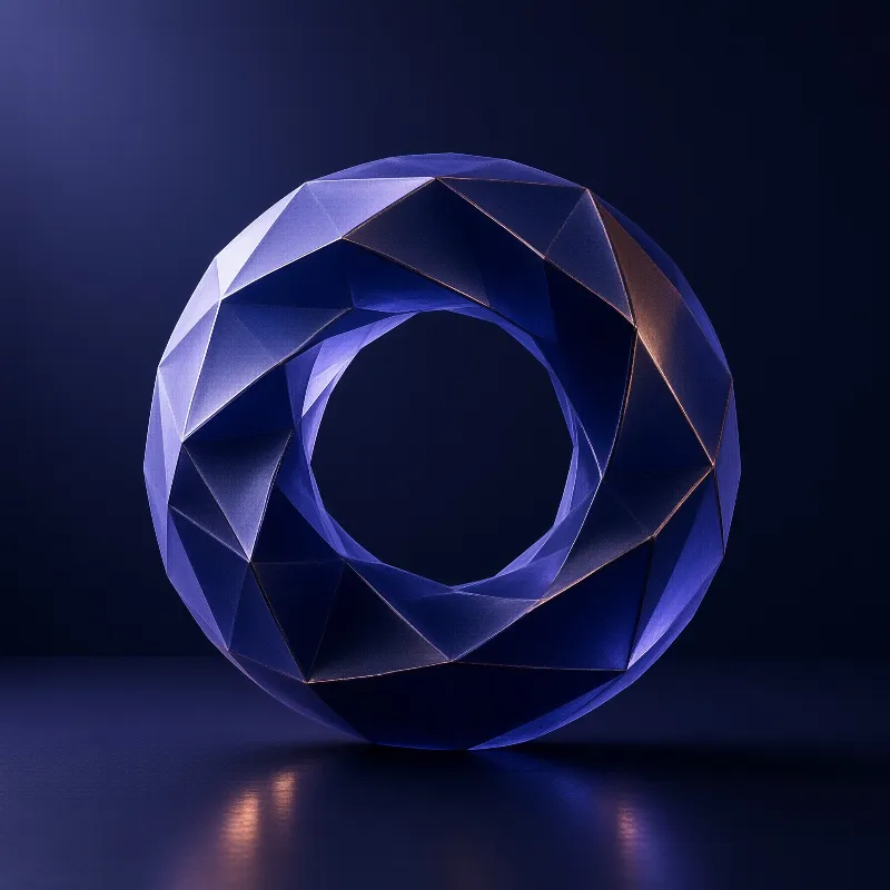 Blue Faceted Geometric Ring