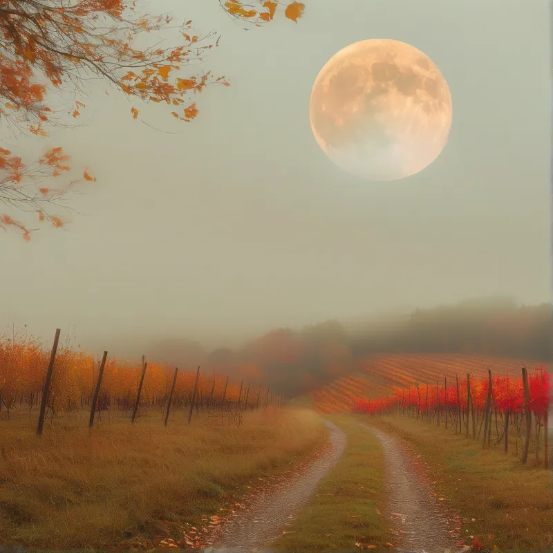 Misty Autumn Moon Landscape