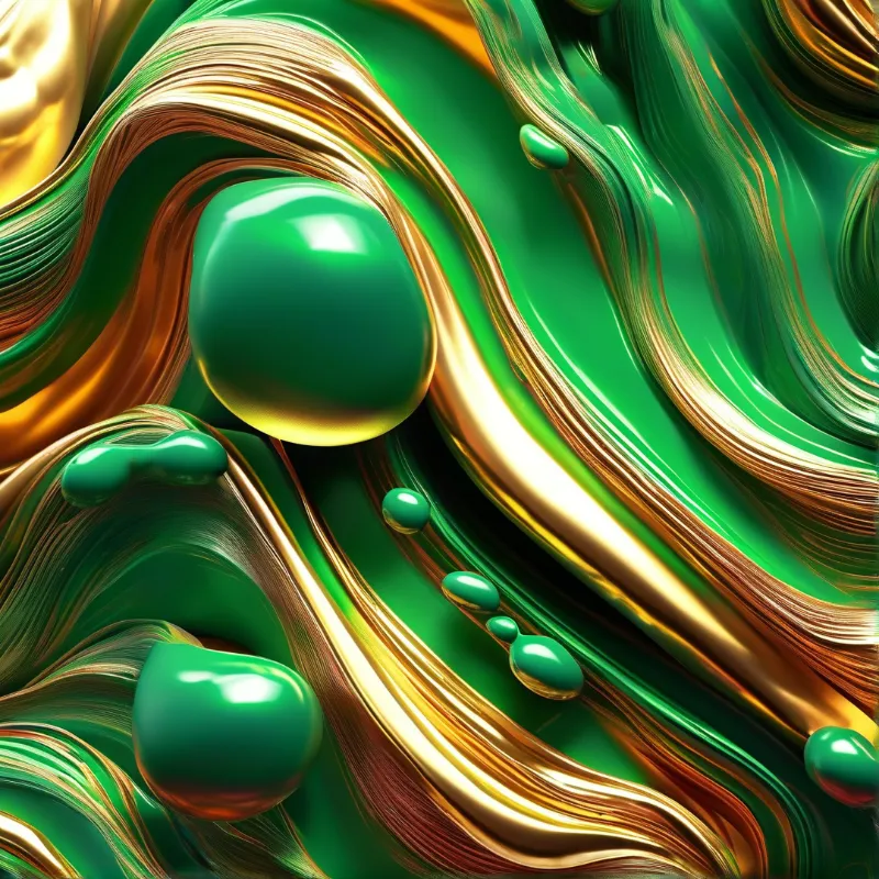 Emerald Gold Fluid Art