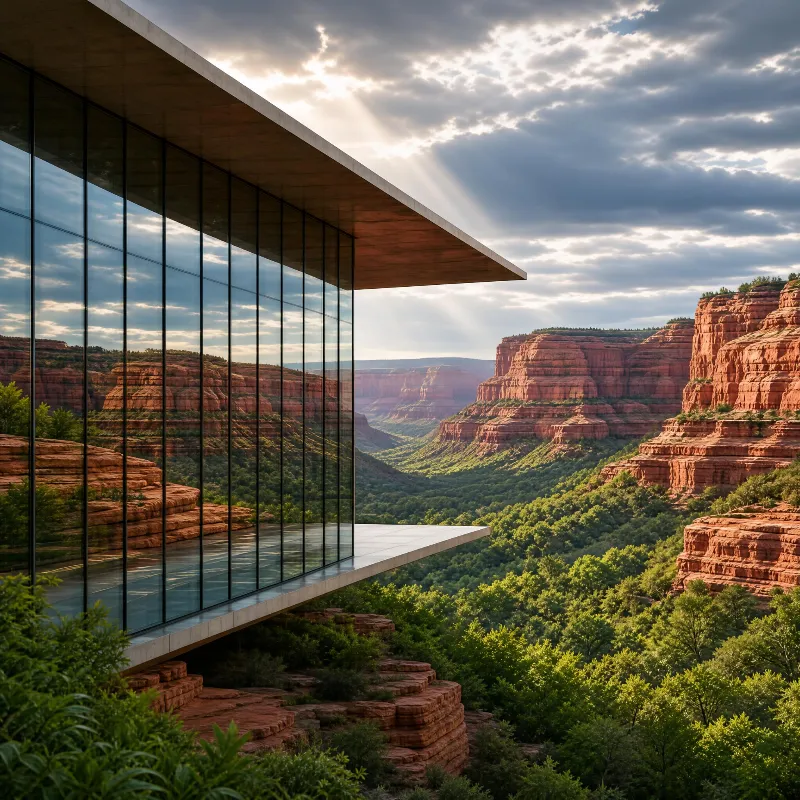Modern Architecture and Canyon View
