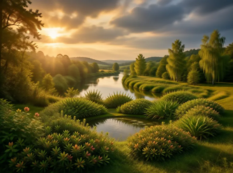 Serene River at Sunset