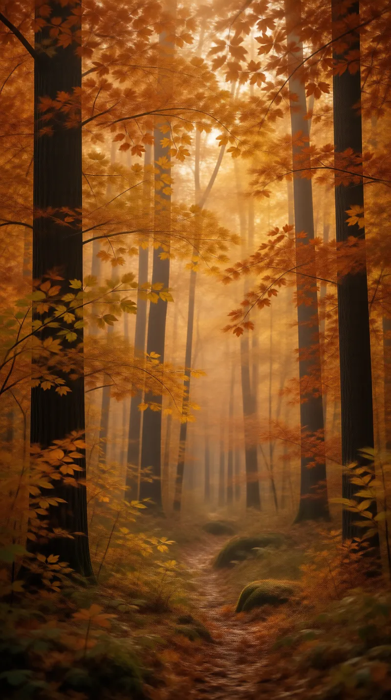 Misty Autumn Forest Landscape