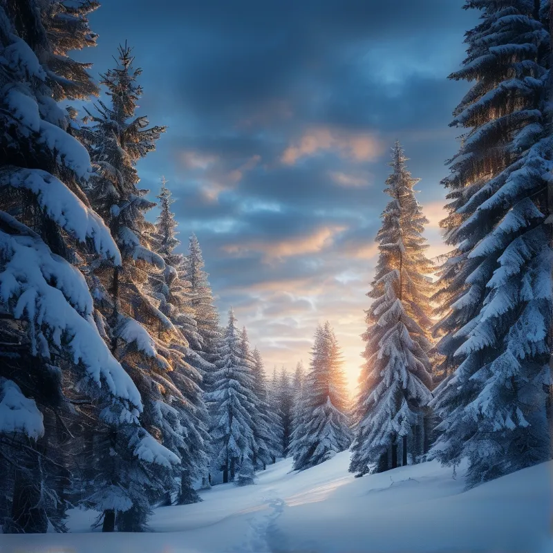 Majestic Winter Forest Scene