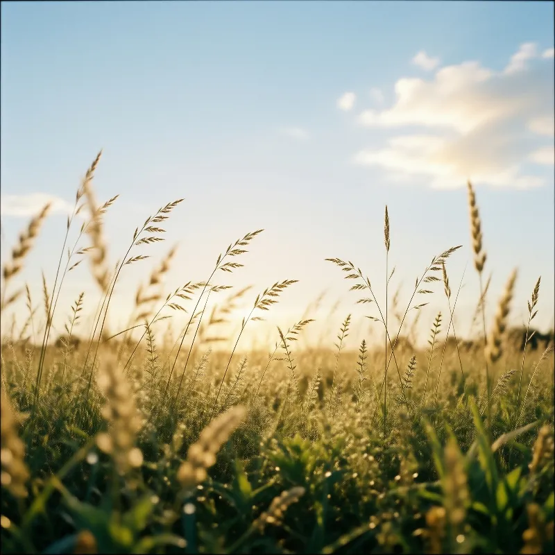 Golden Sunset Grass Field