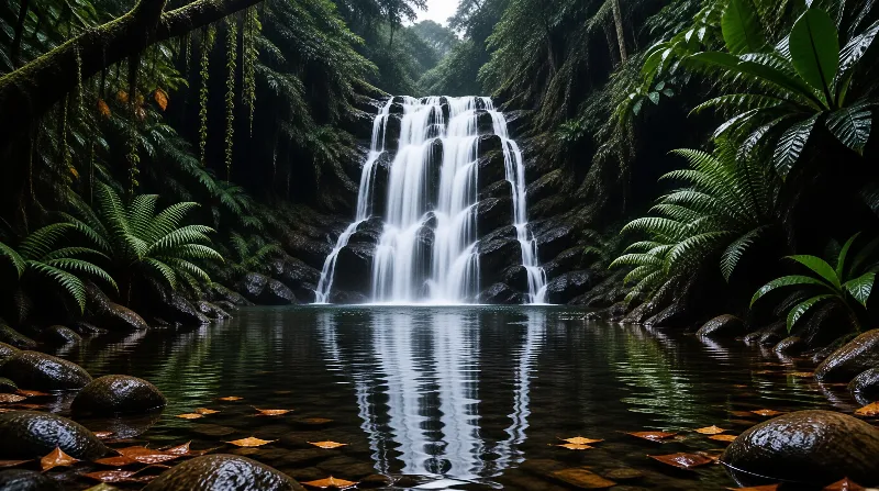 Serene Jungle Waterfall