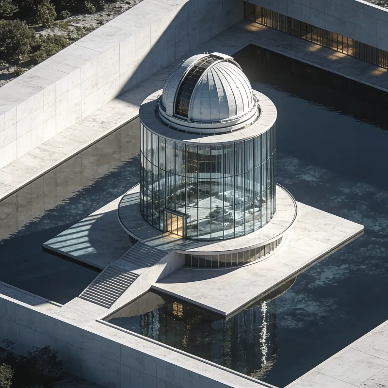 Observatory with Glass Curtain Wall — Reflecting Pool