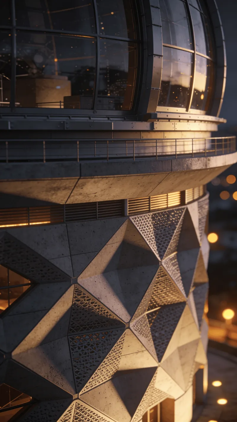 Observatory with Parametric Facade — Night With Warm Lights