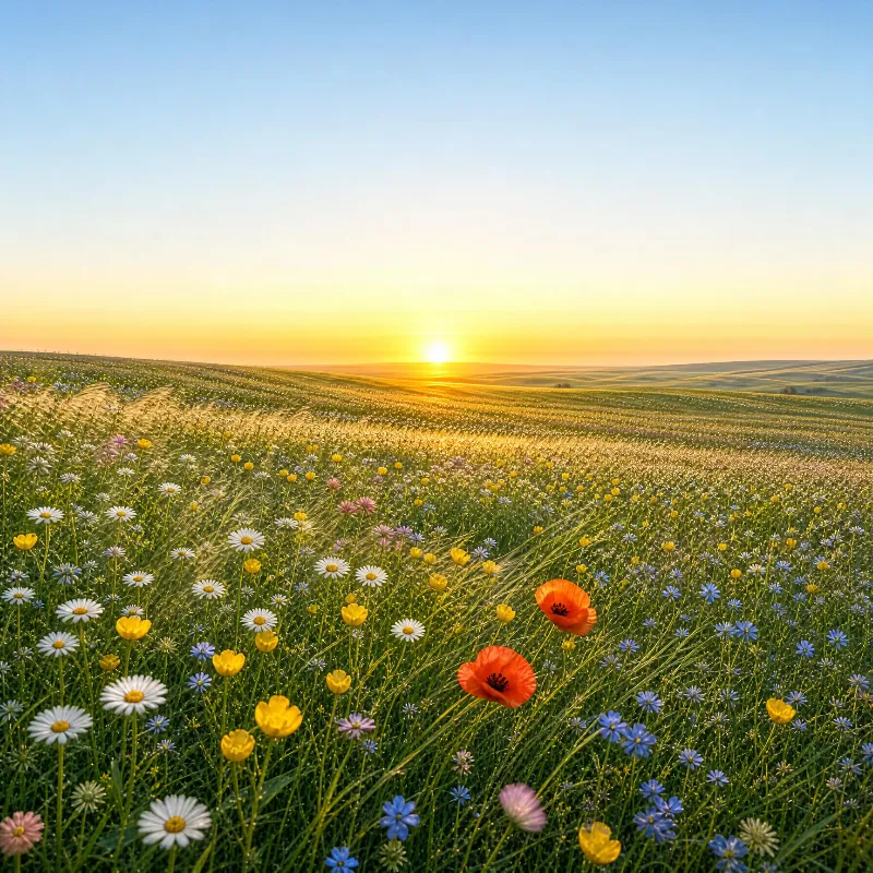 Wildflower Meadow at Sunset
