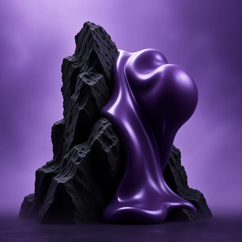 Flowing Purple Over Dark Rock