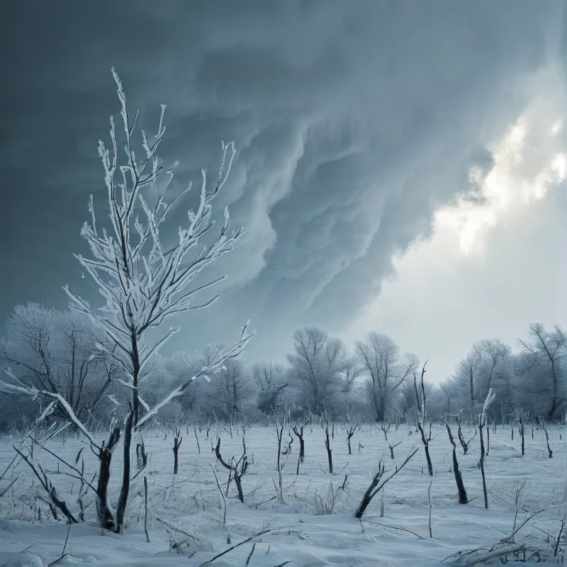 Winter Sky Over Frozen Trees