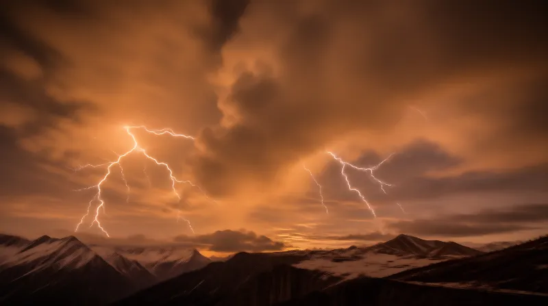 Lightning Over Mountains