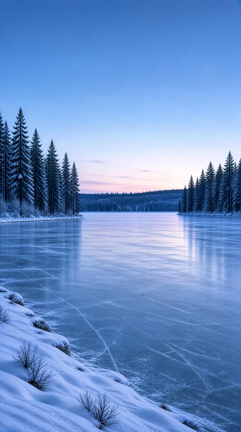 Frozen Lake at Twilight