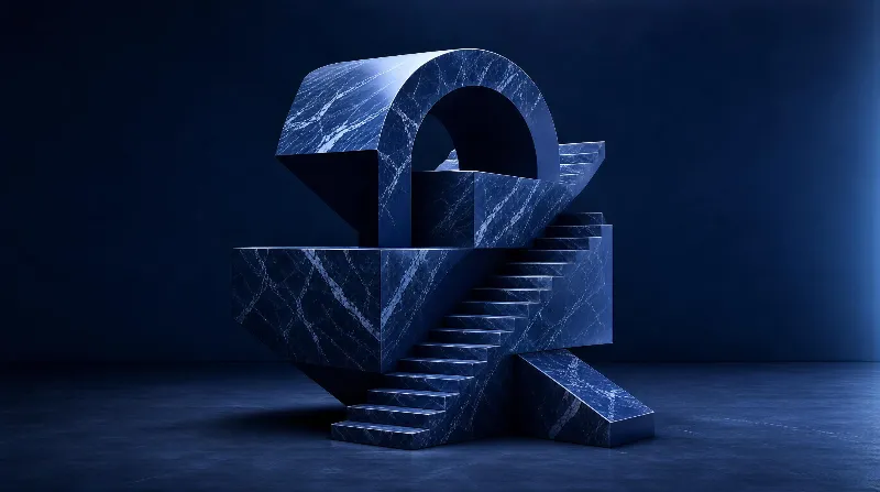 Abstract Blue Marble Geometric Sculpture