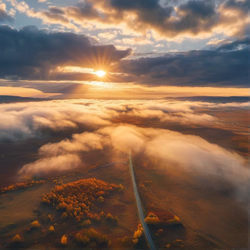 Sunrise Over Misty Valley