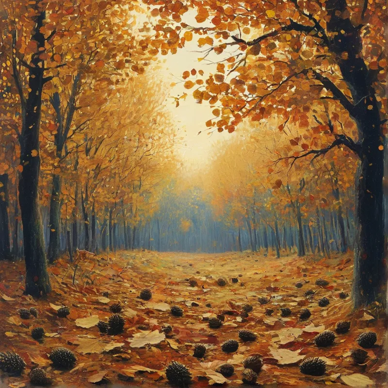 Sunlit Autumn Forest