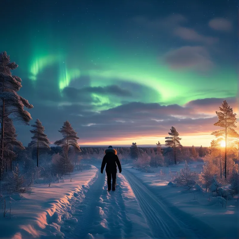Aurora Borealis Snow Walk
