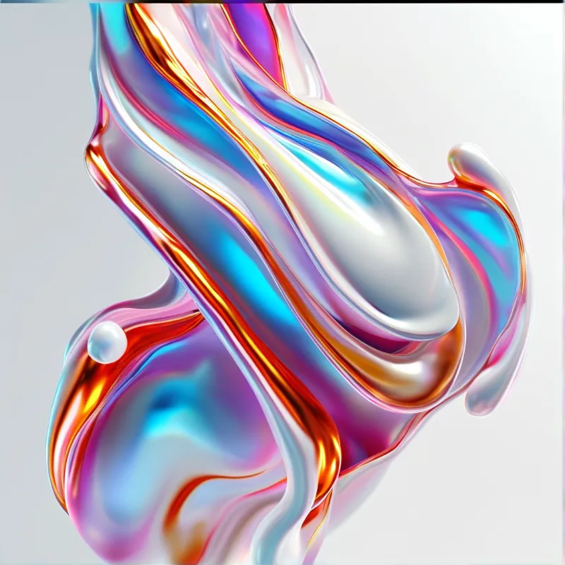 Liquid Chrome Curved Ribbon — Iridescent Study