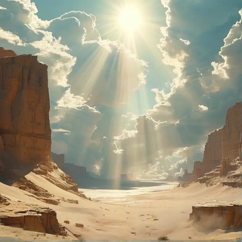 Sunlit Desert Canyon