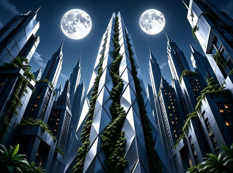 Futuristic City With Two Moons