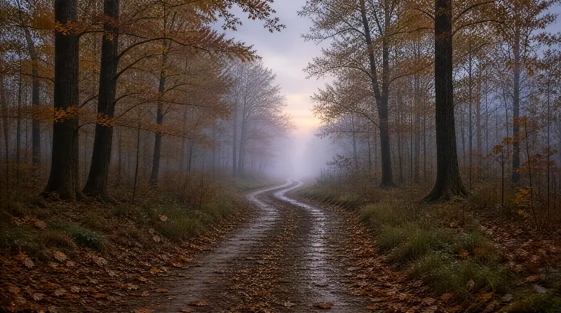 Misty Autumn Forest Path