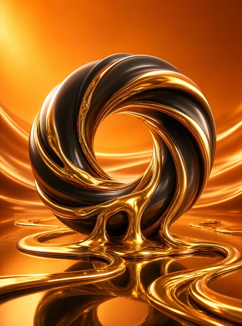 Gold Torsion Liquid Sculpture