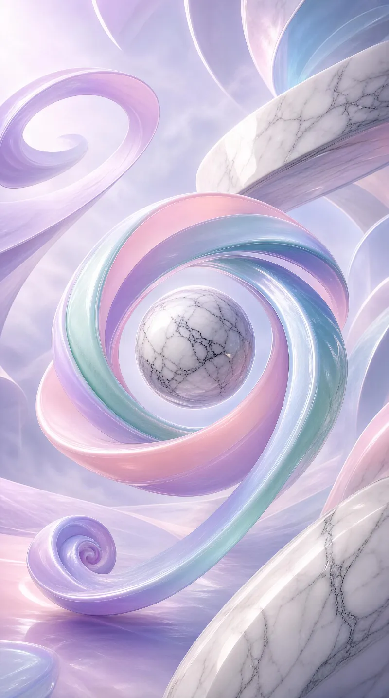 Abstract Swirls and Marble Sphere