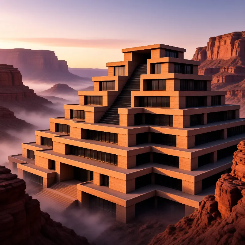 Stepped Building in Canyon