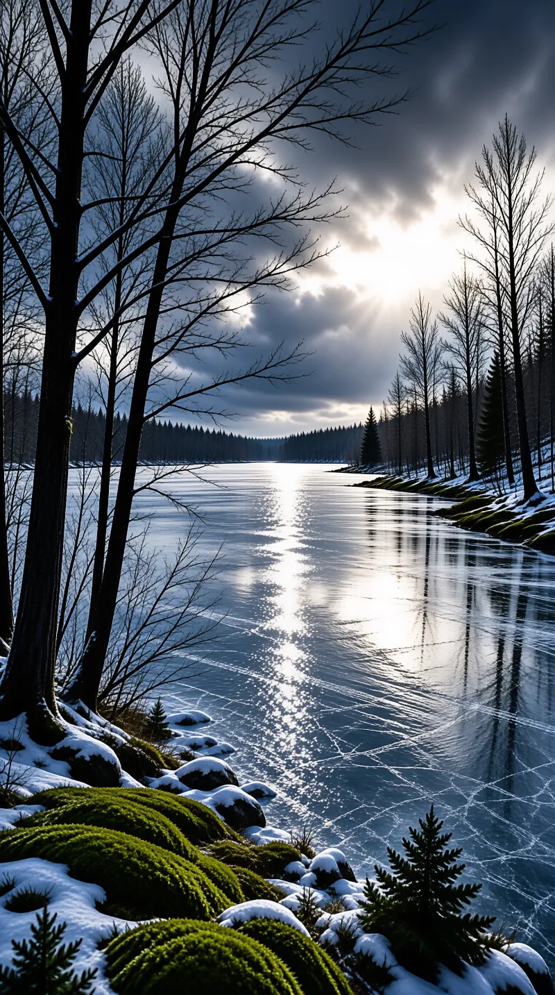Frozen Lake Sunset