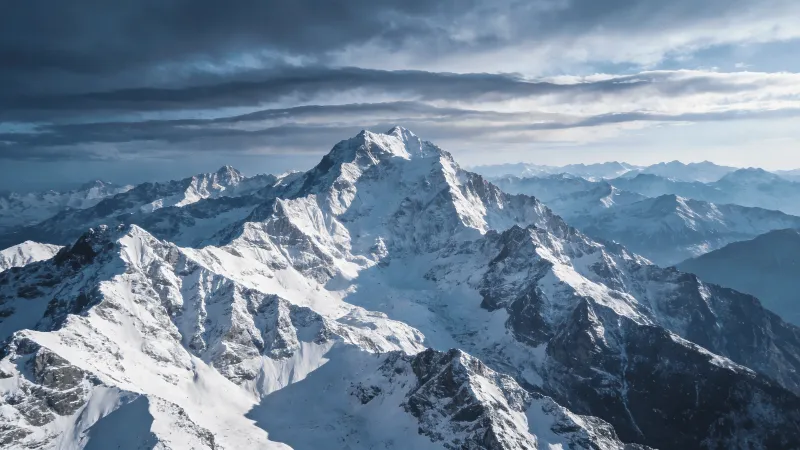 Layered Alpine Ridges in Clear Air