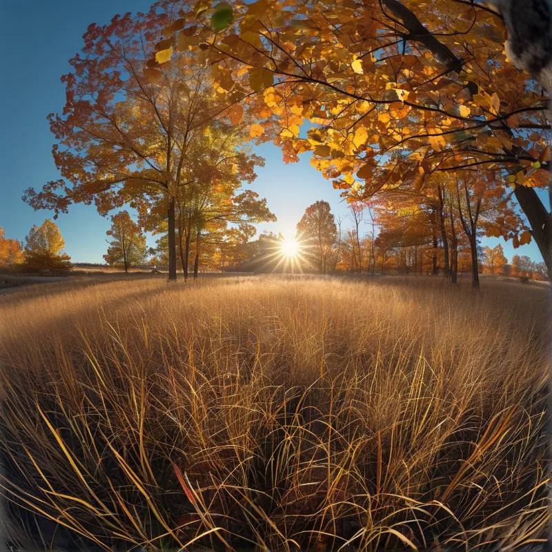 Autumn Landscape with Sun