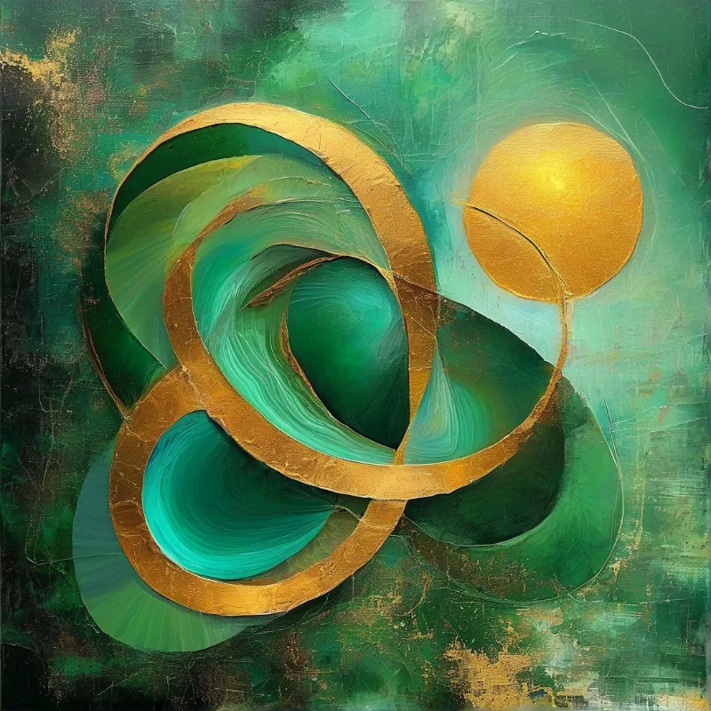 Abstract Green and Gold Swirls