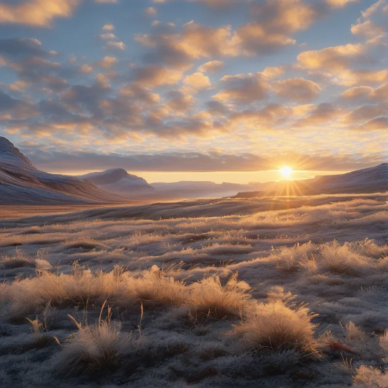 Sunrise Over Frosty Hills