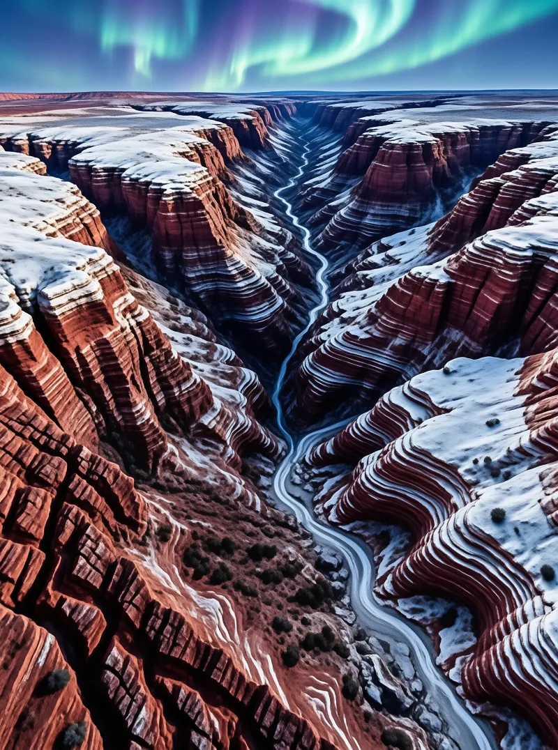 Aurora Over Snowy Canyon