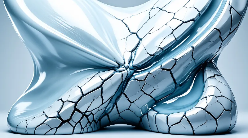 Cracked Blue Liquid Sculpture