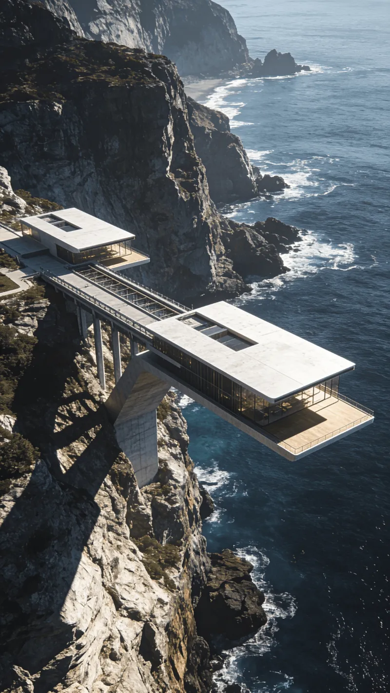 Bridge with Floating Cantilever — Coastal Cliff