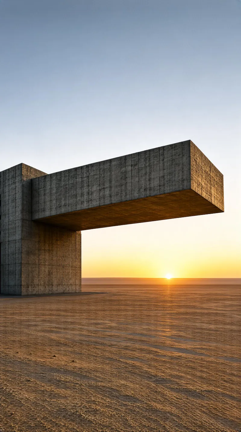 Brutalist Monolith in Desert