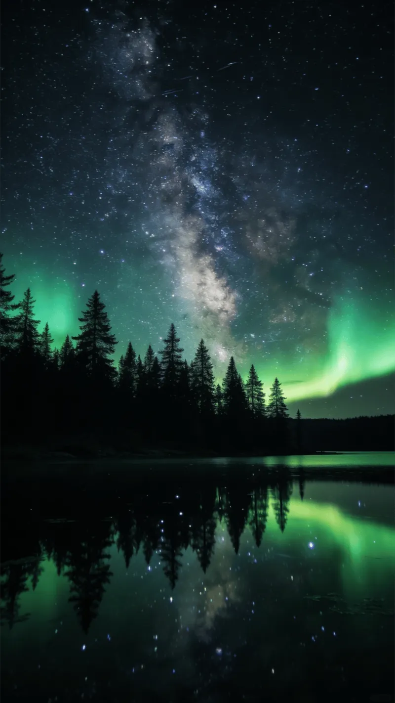 Galaxy Over Misty Mountain Silhouette
