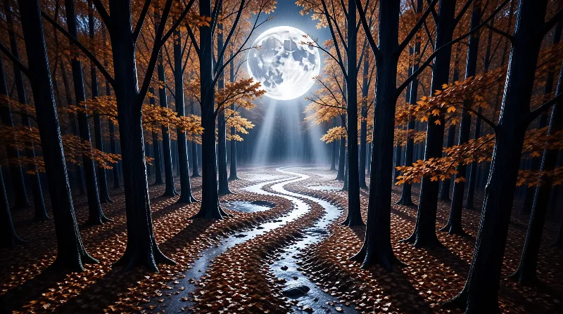 Moonlit Autumn Forest