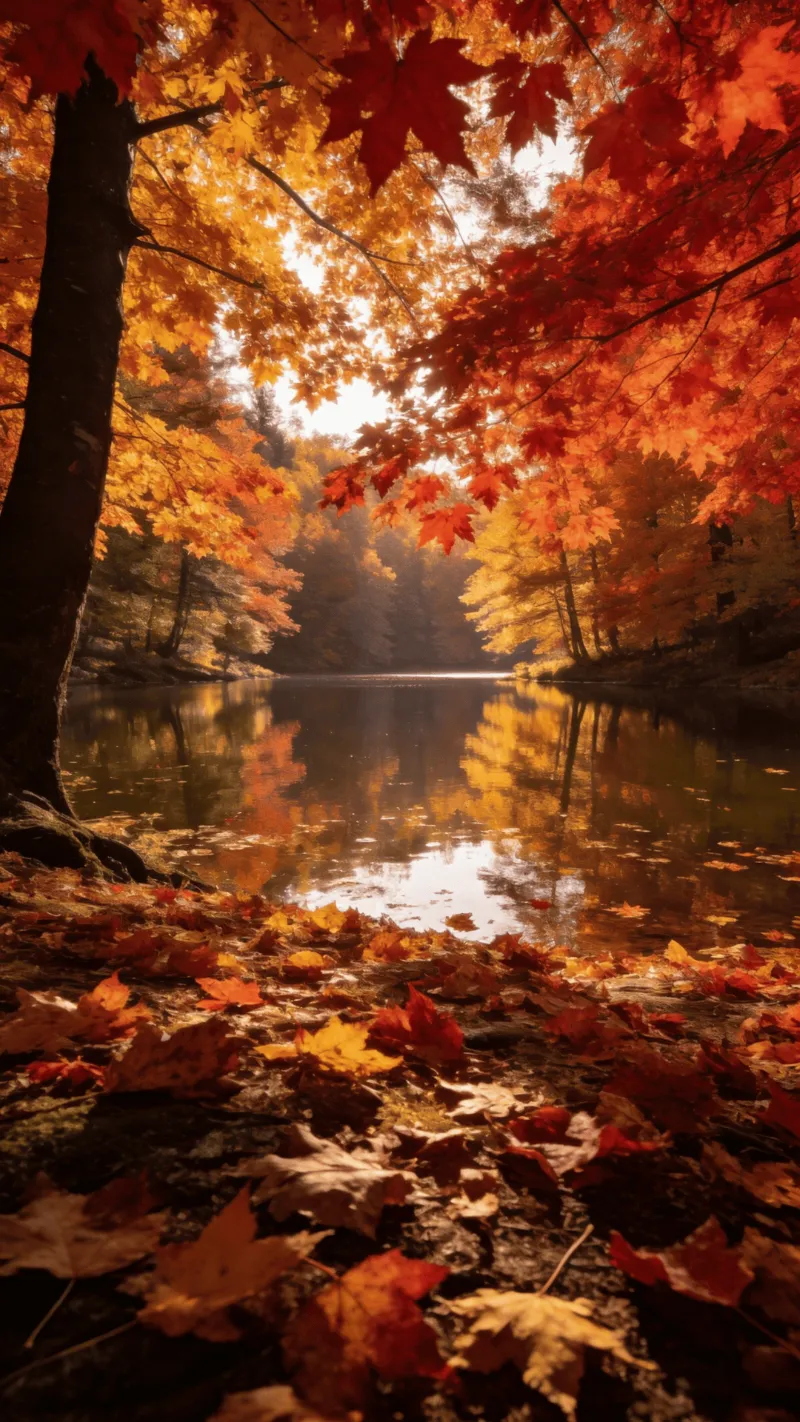 Autumn Forest Reflected in Still Water