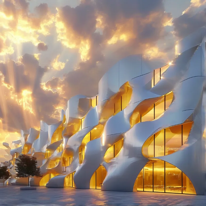 Futuristic Building Sunset