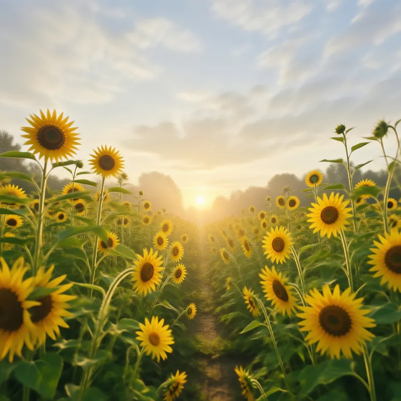 Sunflower Field at Sunset