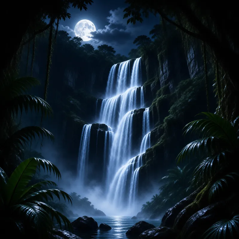 Moonlit Waterfall