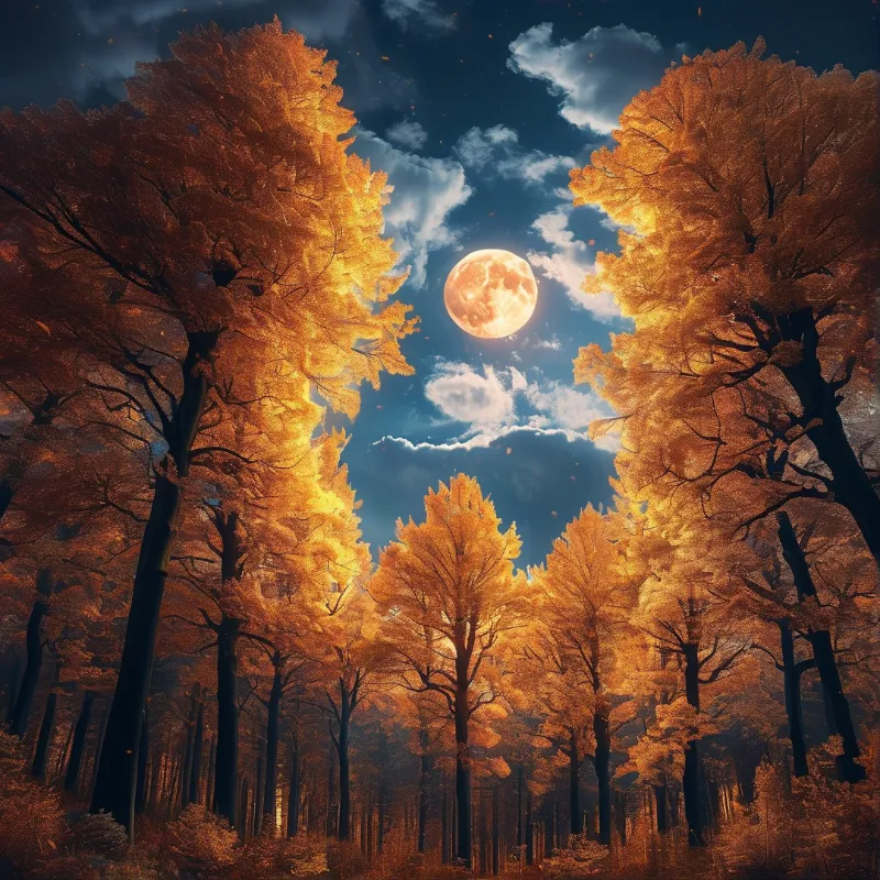 Moonlit Autumn Forest