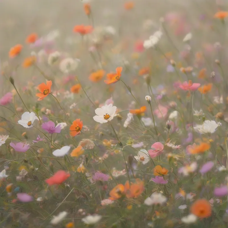 Dreamy Cosmos Flower Field