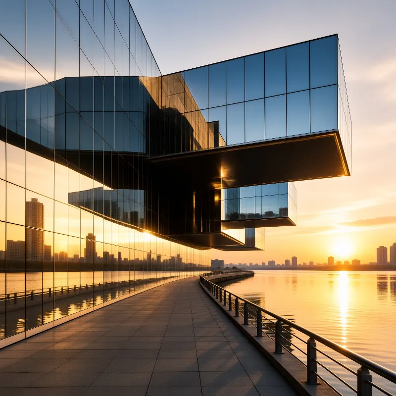 Modern Glass Architecture Sunset