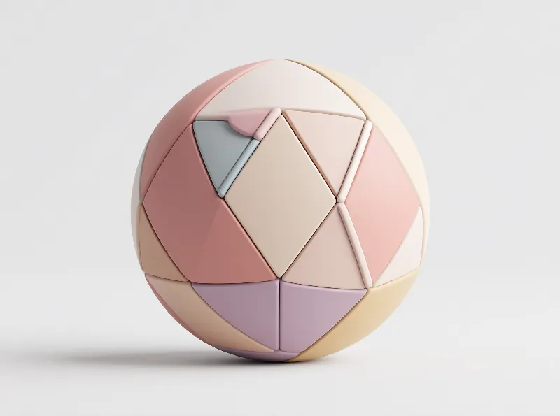 Matte Polymer Faceted Sphere - Pastel Geometric Study
