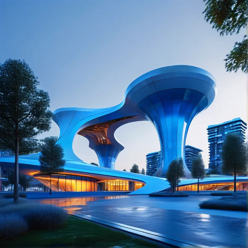 Futuristic Blue Architecture
