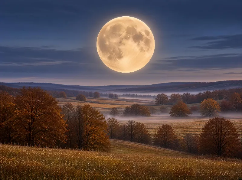 Autumn Night with Full Moon